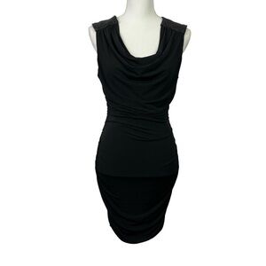 Studio Y Women’s Rouching Studded Shoulder Cocktail Party Dress Sz Medium Black
